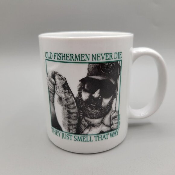 Old Fishermen Never Die Coffee Mug They Just Smell That Way Funny Graphic Cup - Picture 1 of 7